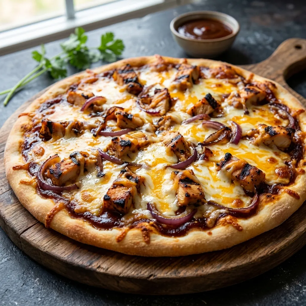 BBQ Chicken Pizza with Red Onions