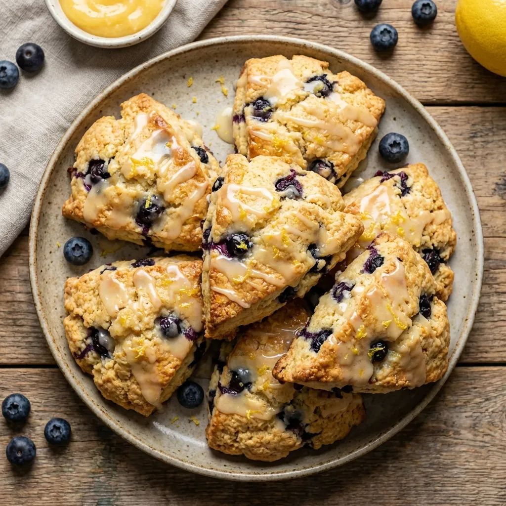 Blueberry Scones with Lemon Glaze