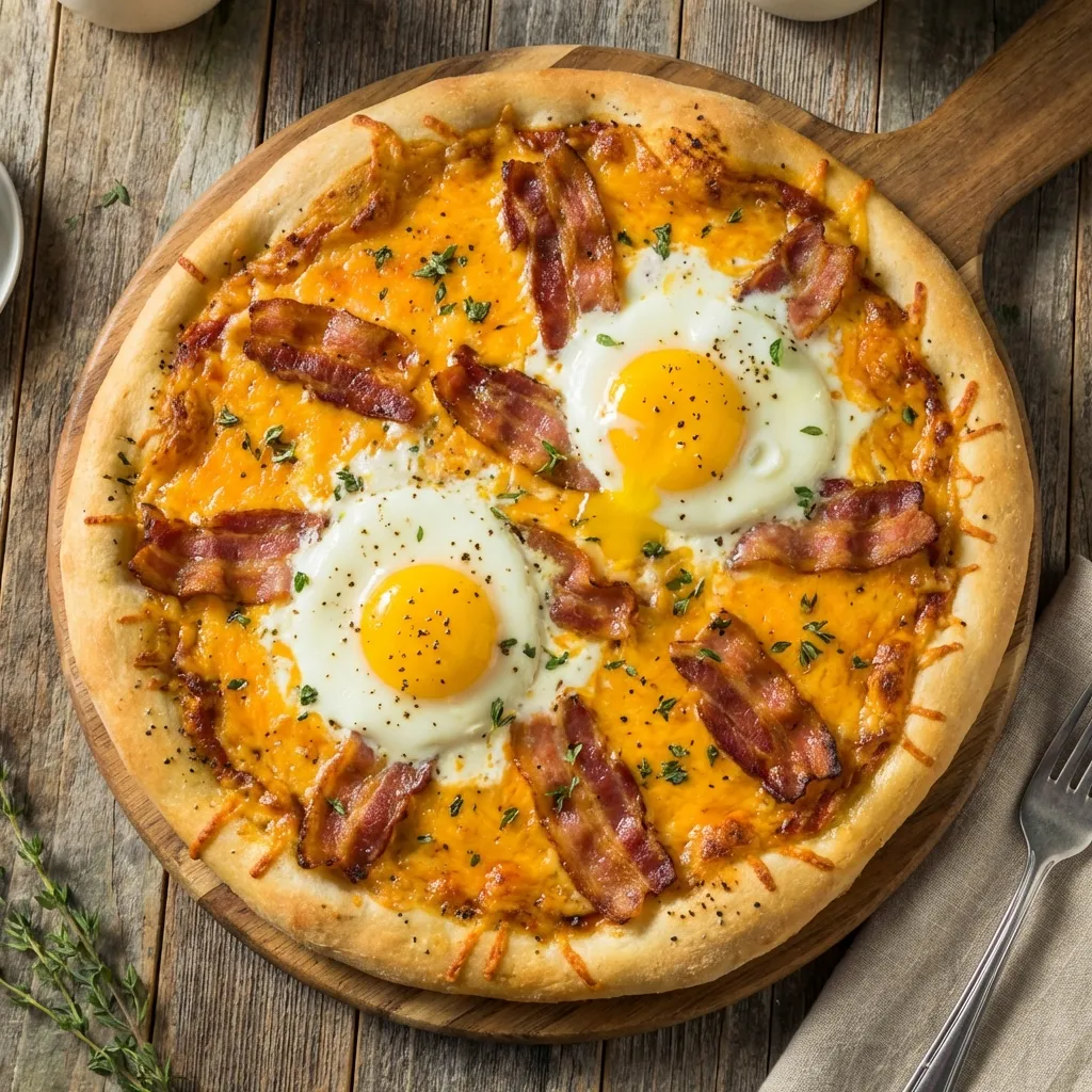 Breakfast Pizza with Egg and Bacon