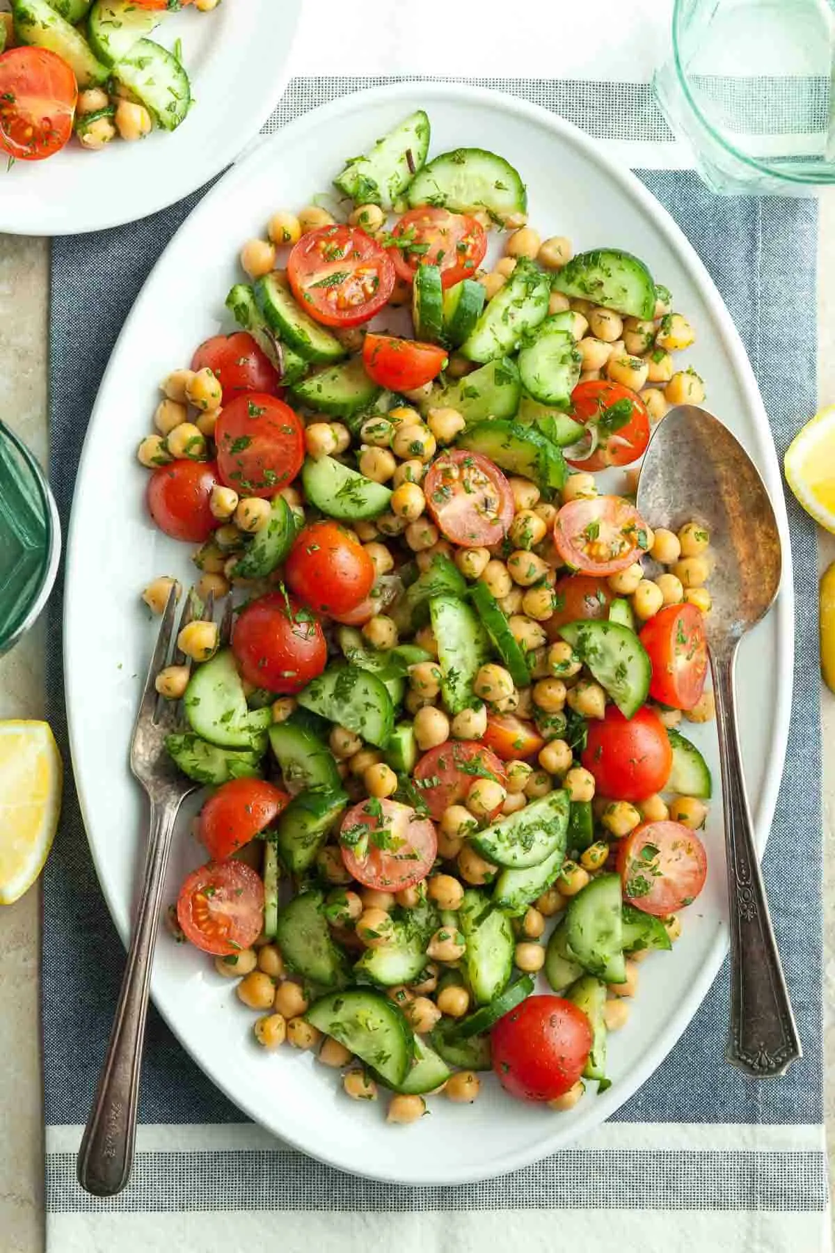 Chickpea Salad with Cucumber and Tomato