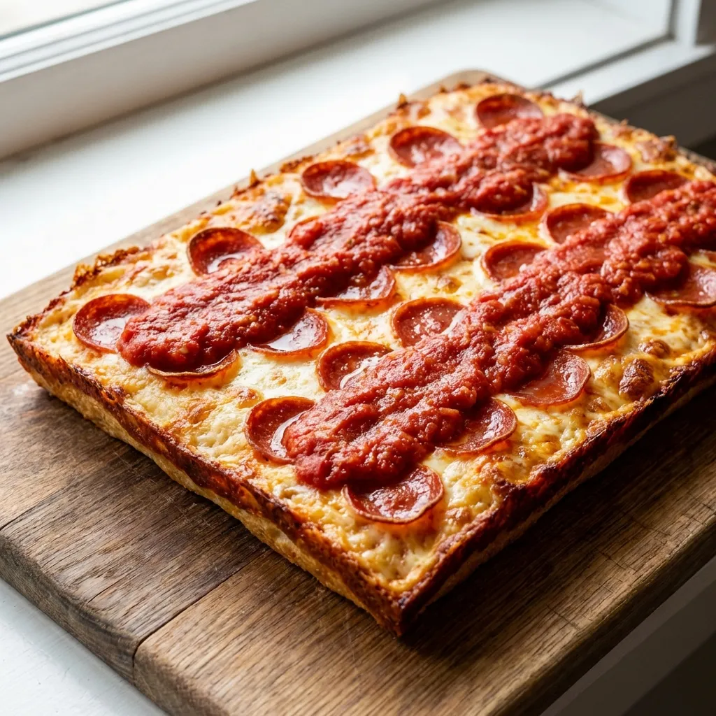 Detroit Style Pizza (Rectangular Deep Dish)