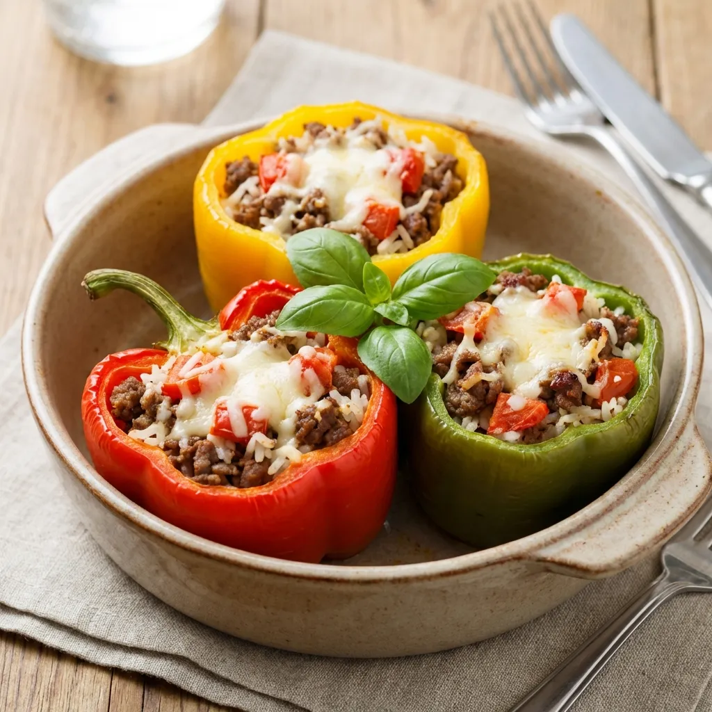 Italian Stuffed Peppers with Rice and Beef