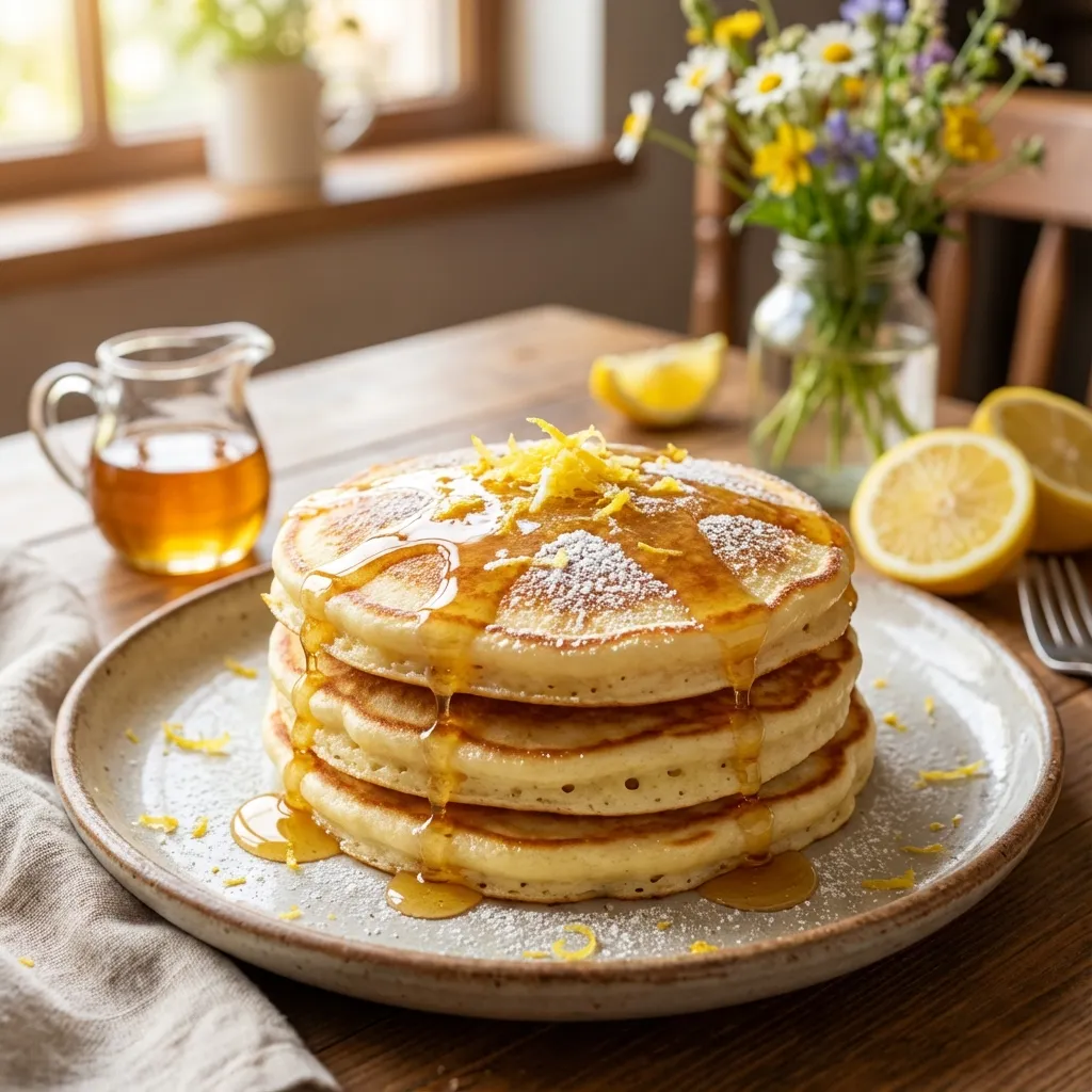Lemon Ricotta Pancakes with Honey