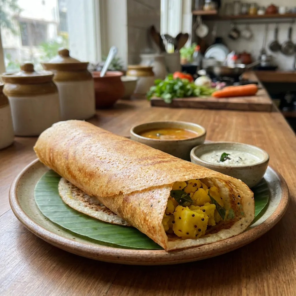 Masala Dosa (Rice Crepe with Potato)