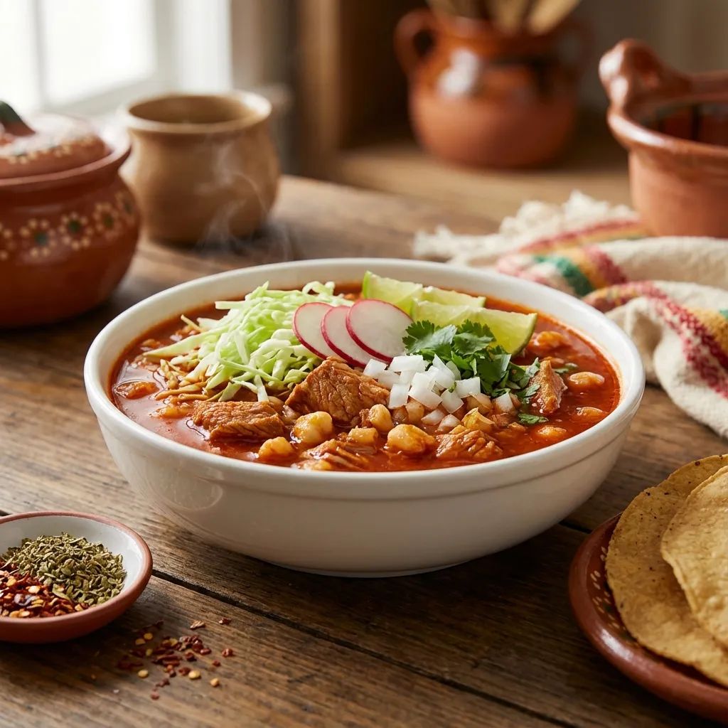 Pozole Rojo (Pork and Hominy Stew)
