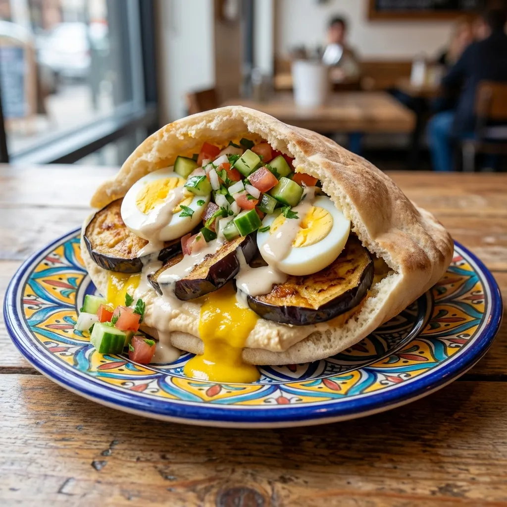 Sabich Sandwich (Eggplant and Egg)