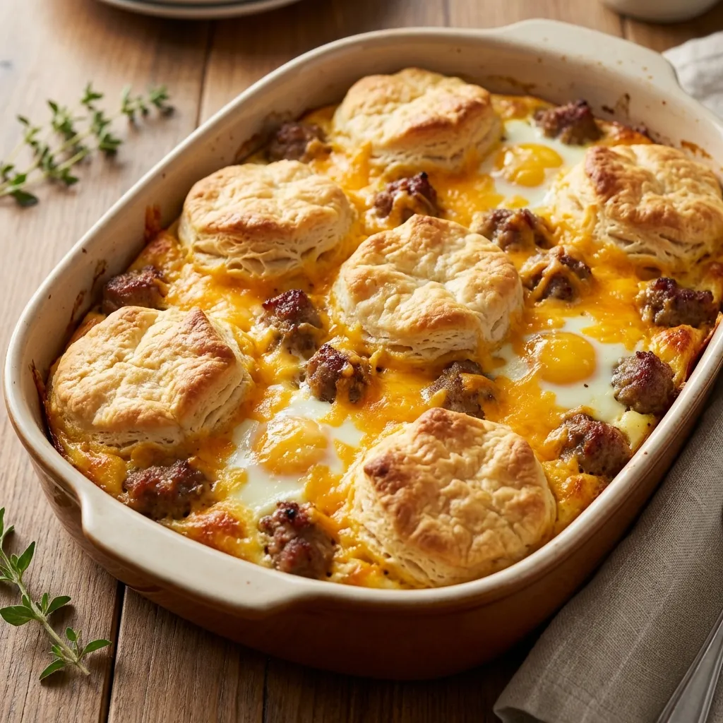 Sausage and Egg Biscuit Casserole