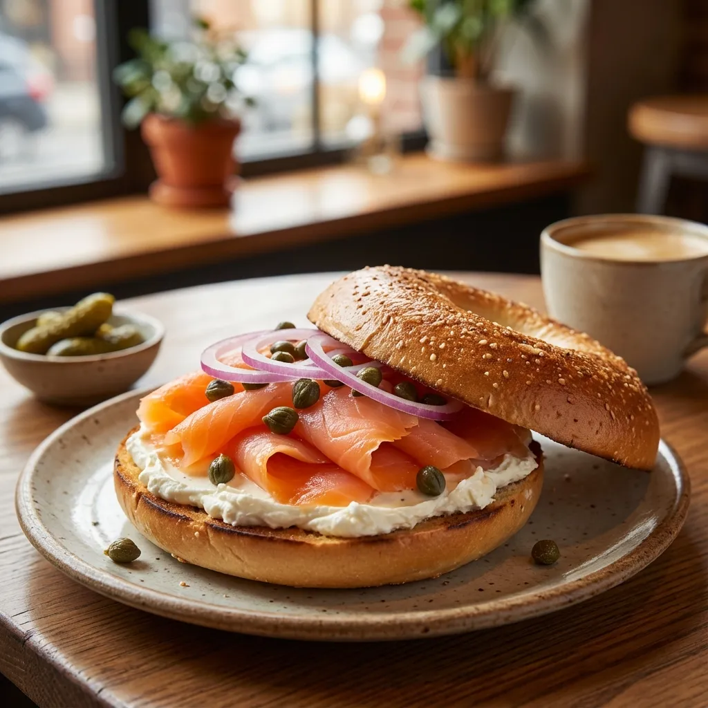 Smoked Salmon Bagel with Cream Cheese