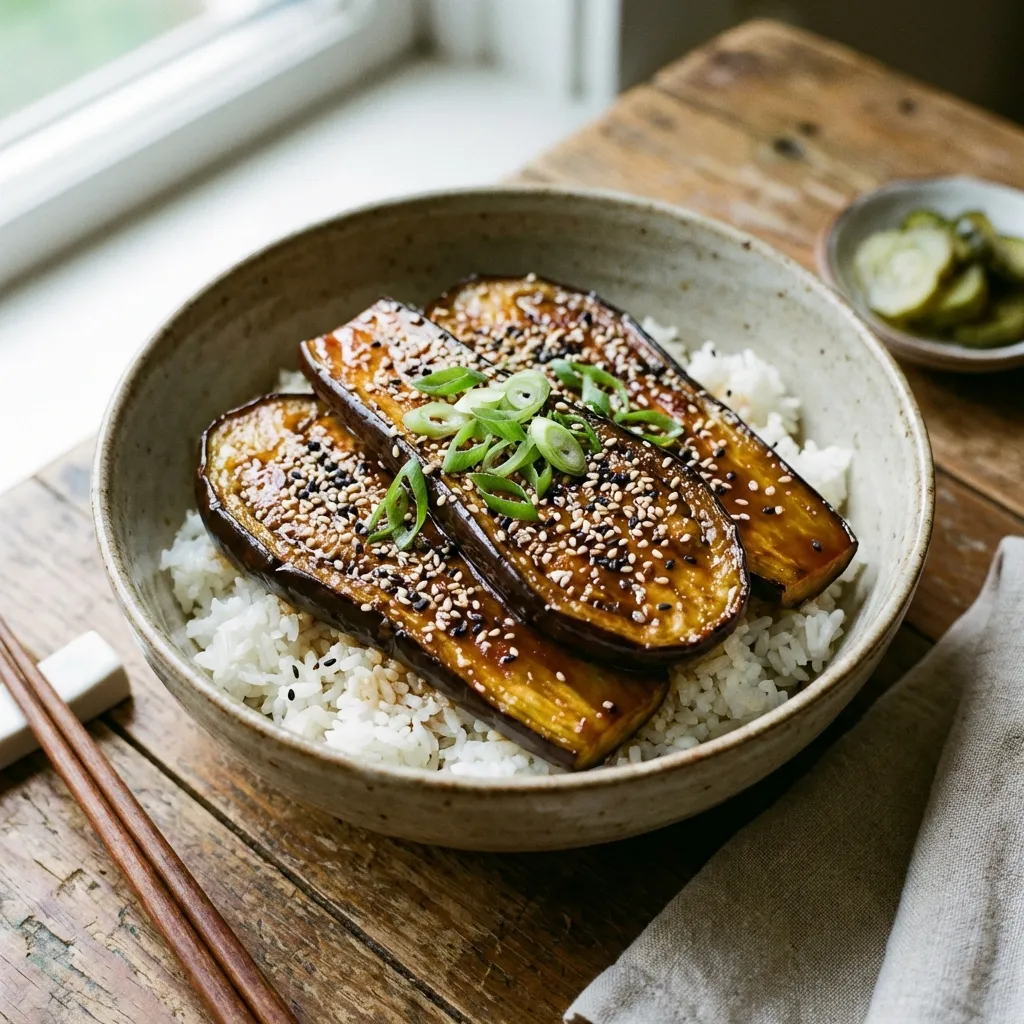 Soy-glazed Eggplant Donburi