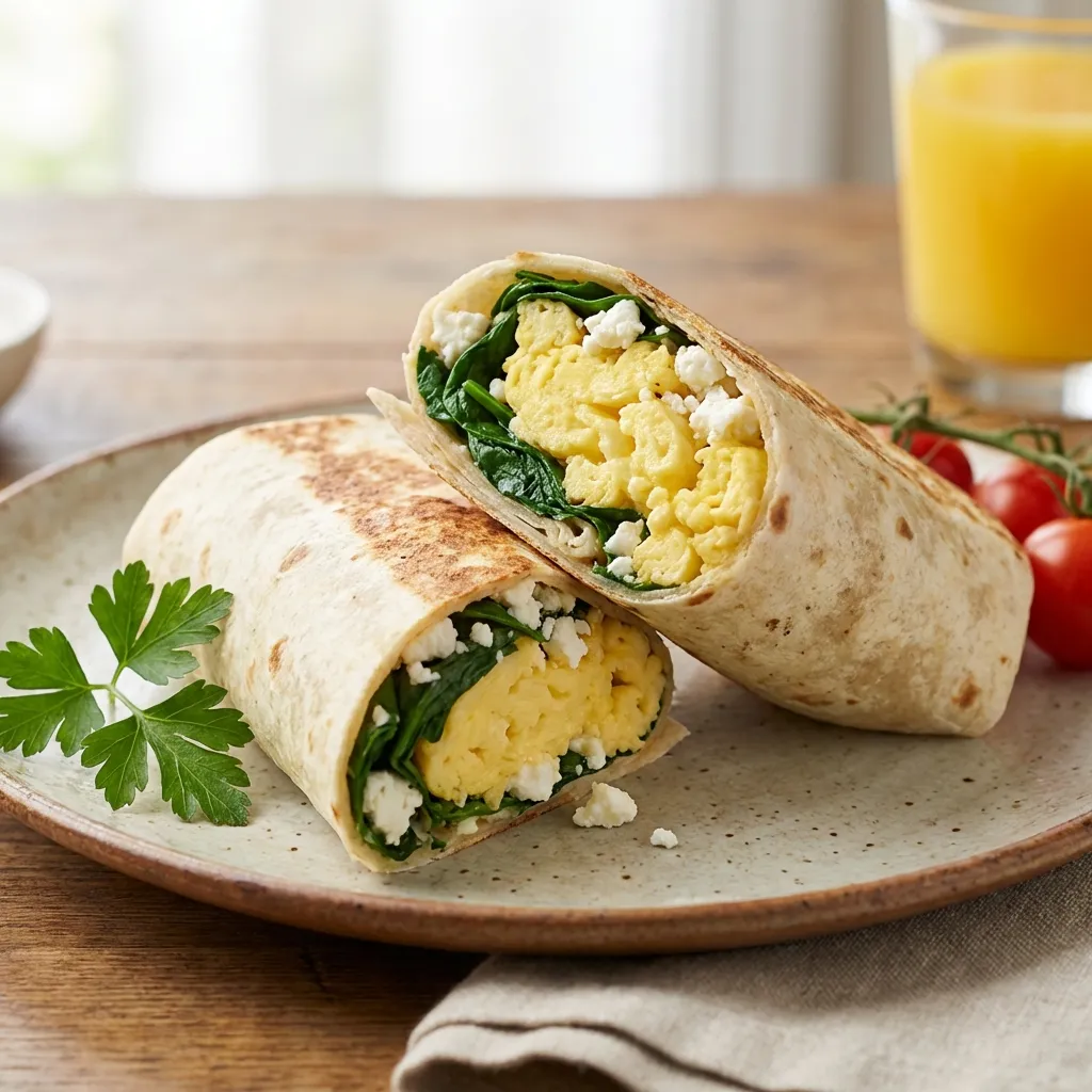 Spinach and Feta Breakfast Wrap