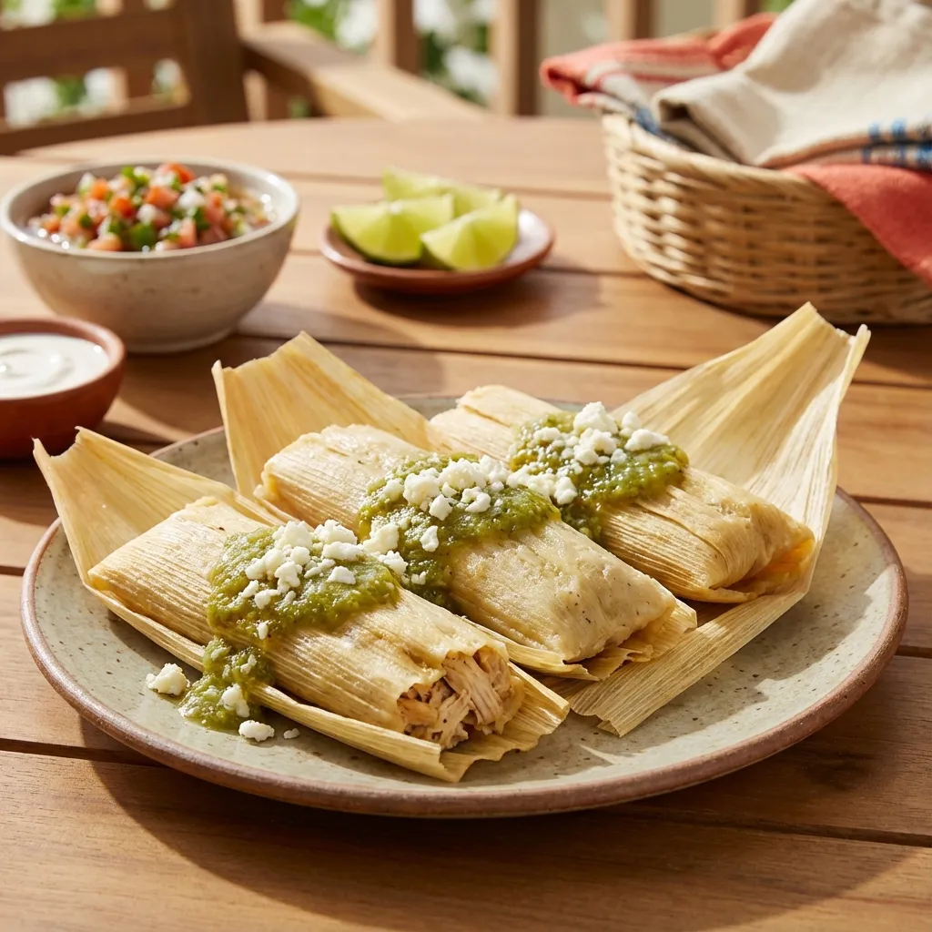 Tamales with Chicken and Salsa Verde