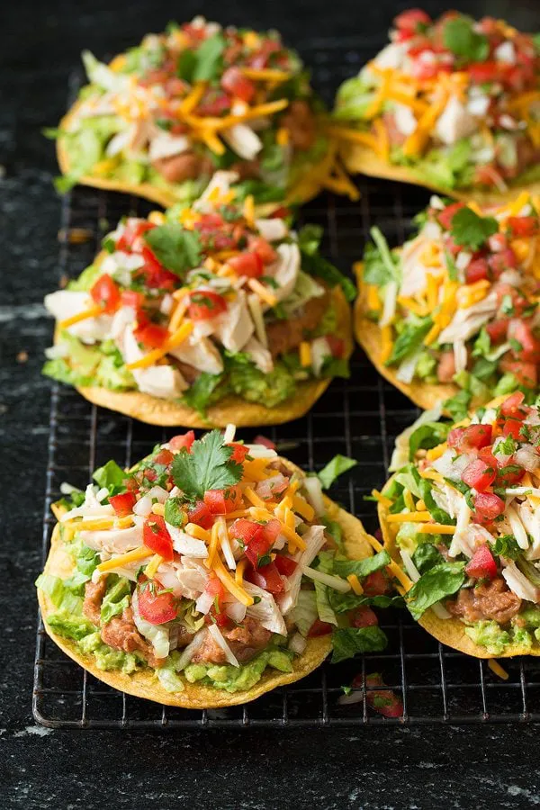 Tostadas with Refried Beans and Chicken